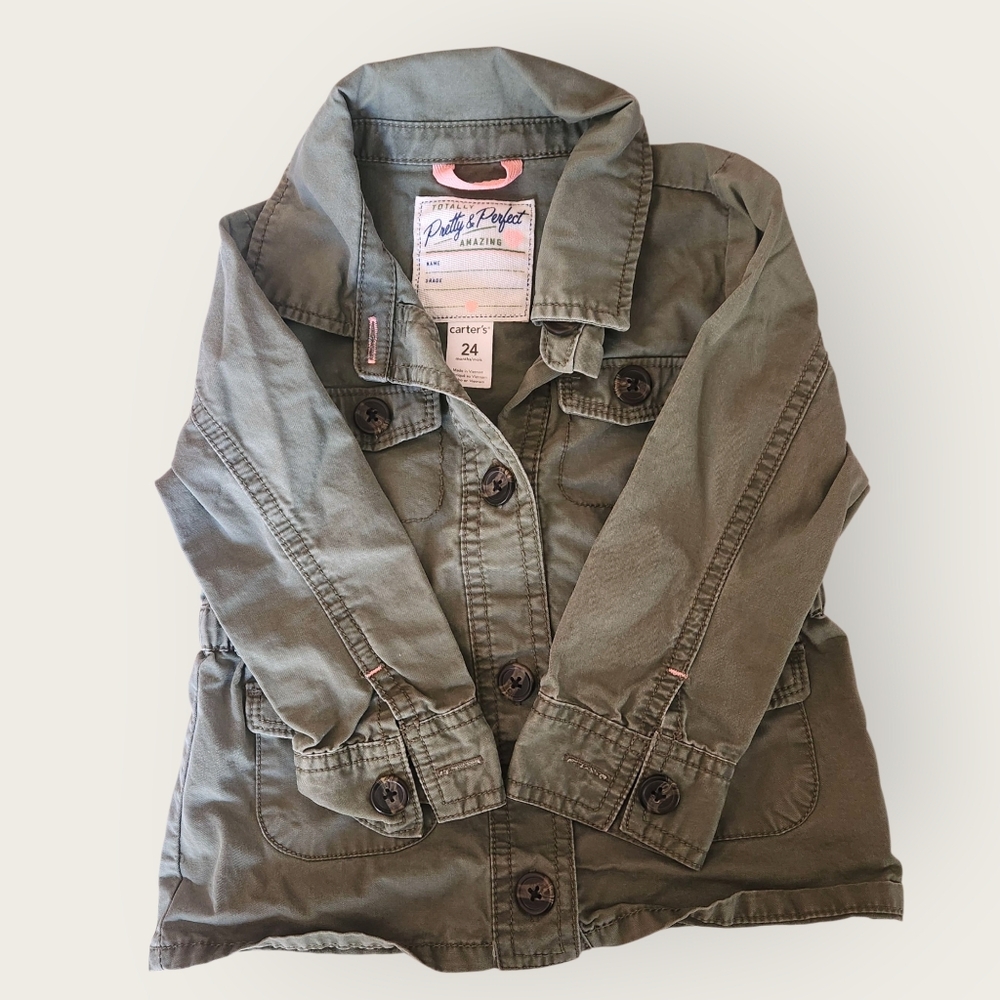 Carter's Army Green Button-Up Jacket-24 Months